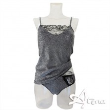 RossoPorpora completino donna top lurex brillante + brasiliana Class CD770