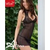 Completo intimo baby doll in tulle taglio foglia + perizoma filo 1838 Softline