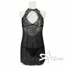 Completo intimo babydoll in tulle taglio foglia + perizoma filo 1838 Softline