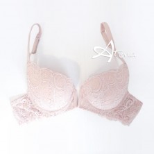 Reggiseno a v Lormar V-Bra Frizzante in pizzo Leavers balconcino cipria