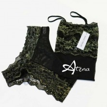 Canottiera + slip brasiliana con pizzo lurex oro 8054 MagicDream - completino intimo donna