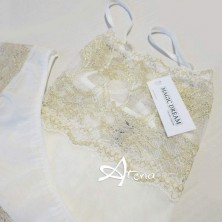Canottiera + slip brasiliana con pizzo lurex oro 8054 MagicDream - completino intimo donna