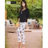 Pigiama donna estivo pantalone fiorato Intimami ID569 bianco e nero
