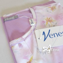 Pigiama donna aperto lilla con fiore giglio Venere 3082