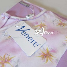 Pigiama donna aperto lilla con fiore giglio Venere 3082
