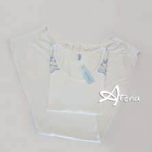 Pigiama Fibra Bamboo MagicDream 8117 con pizzo azzurro perla - pigiami