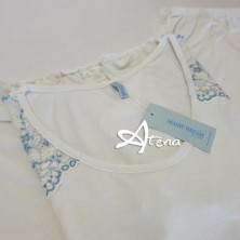 Pigiama Fibra Bamboo MagicDream 8117 con pizzo azzurro perla - dettaglio pigiami