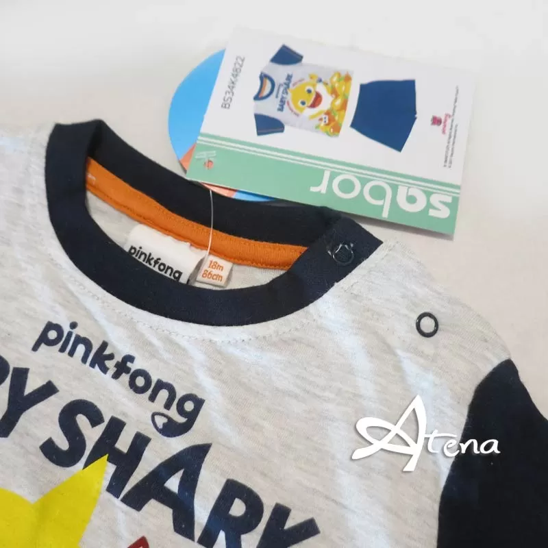 Pigiama bambino Baby Shark Grigio melange 18 ai 30 mesi