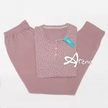 Pigiama donna rosa Infiore VAT 462 jersey stampato cuoricini e pizzo