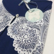 Pigiama made in Italy Top spalla larga e short in viscosa blue 8759 Andra Lingerie