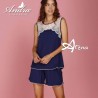 Pigiama made in Italy Top spalla larga e short in viscosa blue 8759 Andra Lingerie