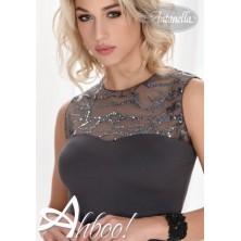 Maglia donna sottogiacca taglio cuore con paillettes Antonella 64054