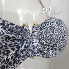 Bikini a fascia animalier costume mare donna scollo a V SièLei NI55/NI62