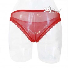 Jadea intimo rosso lurex mutanda brasiliana con tulle 6078