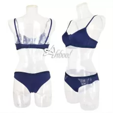 Reggiseno Triangolo + slip brasiliana completino Infiore scritte lurex Mar1969