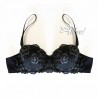 Jadea completino intimo reggiseno a balconcino + slip pizzo bicolore nero 4249