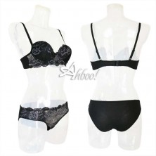 Jadea completino intimo reggiseno a balconcino + mutande donna pizzo bicolore 4249