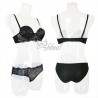 Jadea completino intimo reggiseno a balconcino + mutande donna pizzo bicolore 4249