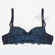 Jadea completino intimo reggiseno a balconcino + slip pizzo bicolore blu 4249