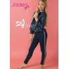 Jadea Leggings bambina blu con banda pied de poule