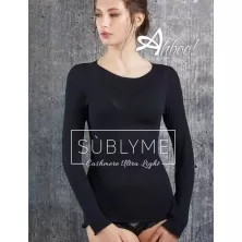 Maglia Sublyme Cashmere Ultra Light scollo tondo NERO