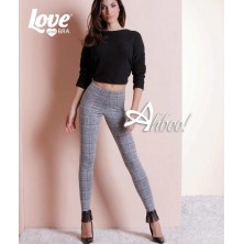 LoveAndBra leggings donna invernale Principe di Galles con frange