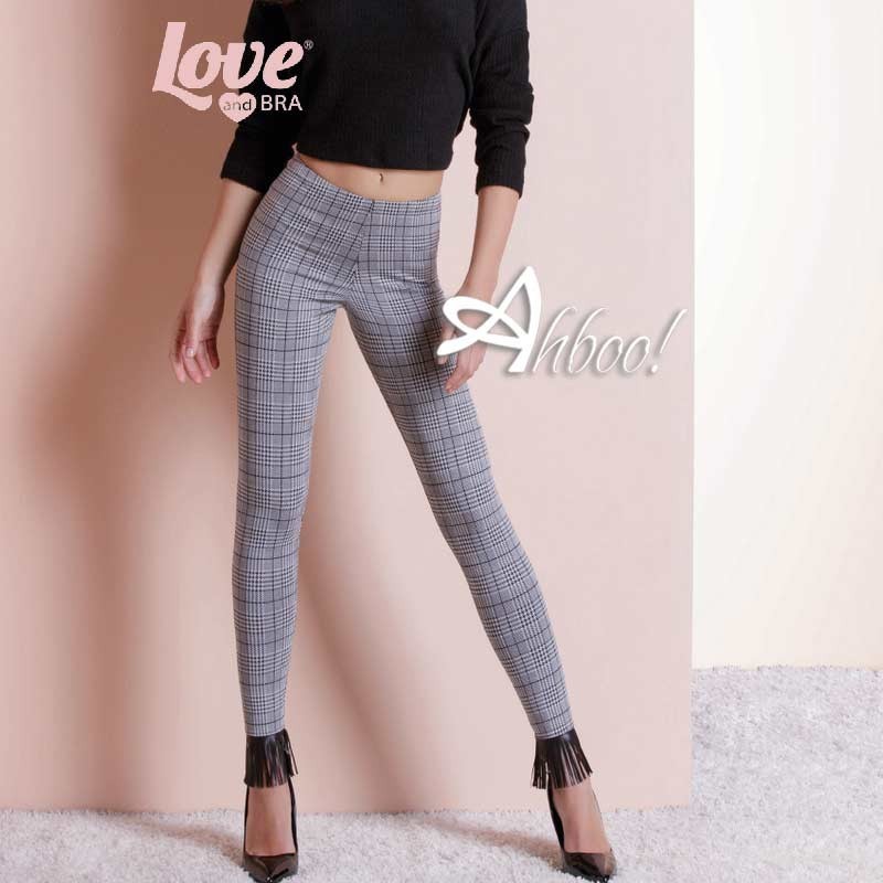 LoveAndBra leggings Principe di Galles con frange