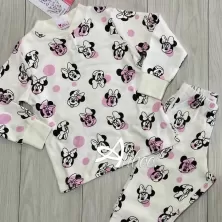 Pigiama bambina Disney invernale Minni pois bianco
