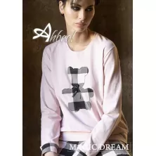 Pigiama donna rosa quadrotti MagicDream in Carbon Brushed invernale