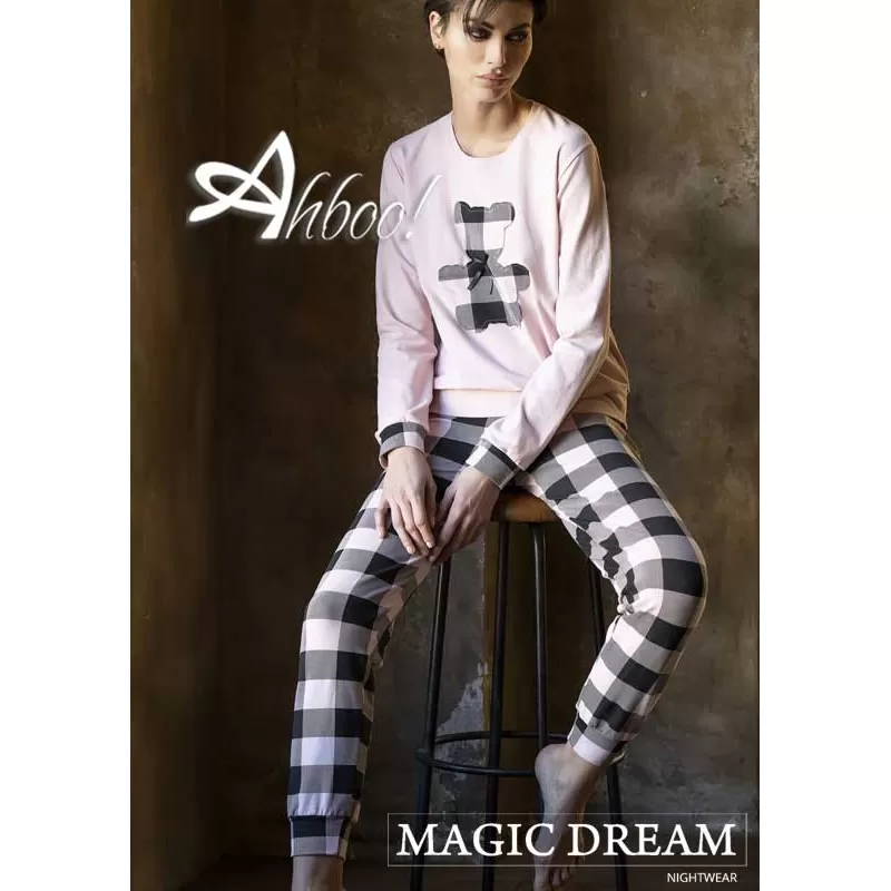 Pigiama donna quadrotti MagicDream in Carbon Brushed invernale