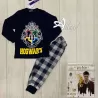 Pigiama bambino Harry Potter invernale pantalone quadrotti Navy