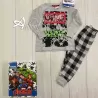 Pigiama bambino Marvel invernale pantalone quadrotti grigio
