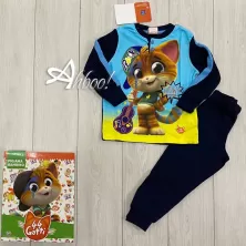 Pigiama bambino Buffycats invernale stampa Lampo blu navy