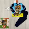 Pigiama bambino Buffycats invernale stampa Lampo blu navy