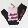 Pigiama donna e ragazza Morositas rosa + pantalone nero scritta glitter