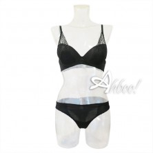 completino intimo donna nero con sexy reggiseno pushup + slip brasiliana Lormar