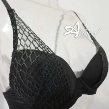 completino intimo donna nero con sexy reggiseno push-up + slip brasiliana Lormar