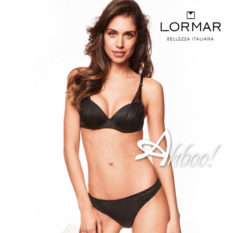 Set lingerie nero con sexy pushup + brasiliana Lormar
