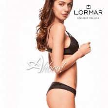 Set lingerie nero donna con sexy pushup + brasiliana Lormar