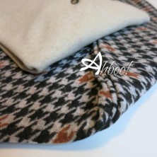Pigiama donna caldo Punto Milano con dettagli Pied de poule invernale crema