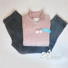Pigiama donna invernale in coral stellato con zip e pom pom Infiore rosa