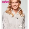 Pigiama donna invernale in coral stellato con zip e pom pom Infiore