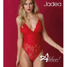 Jadea body rosso lingerie sexy in pizzo e tulle trasparente