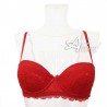 Jadea rosso reggiseno a balconcino + culotte in pizzo e tulle pois