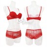 Jadea rosso reggiseno a balconcino + culotte in pizzo e tulle pois completino intimo