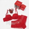 idea regalo natale Jadea rosso reggiseno a balconcino + culotte in pizzo e tulle pois
