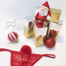 idea regalo natale - Perizoma sexy RossoPorpora con codino pompom