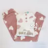 Pigiama donna caldo in soffice coral con cuori e scritta oro Infiore La Nuit