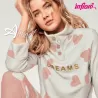 Pigiama donna in soffice coral con cuori e scritta oro Infiore La Nuit