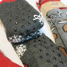 Calza antiscivolo donna Natalizie con renna e Babbo Natale